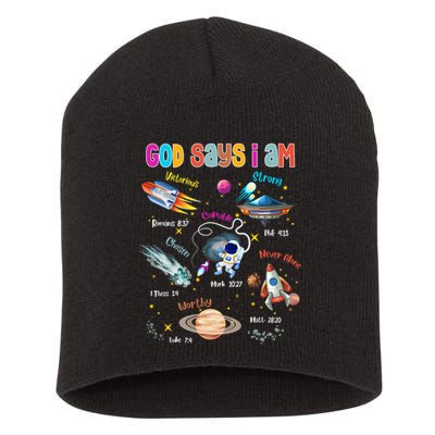 God Says I Am Cute Christian Outer Space Short Acrylic Beanie