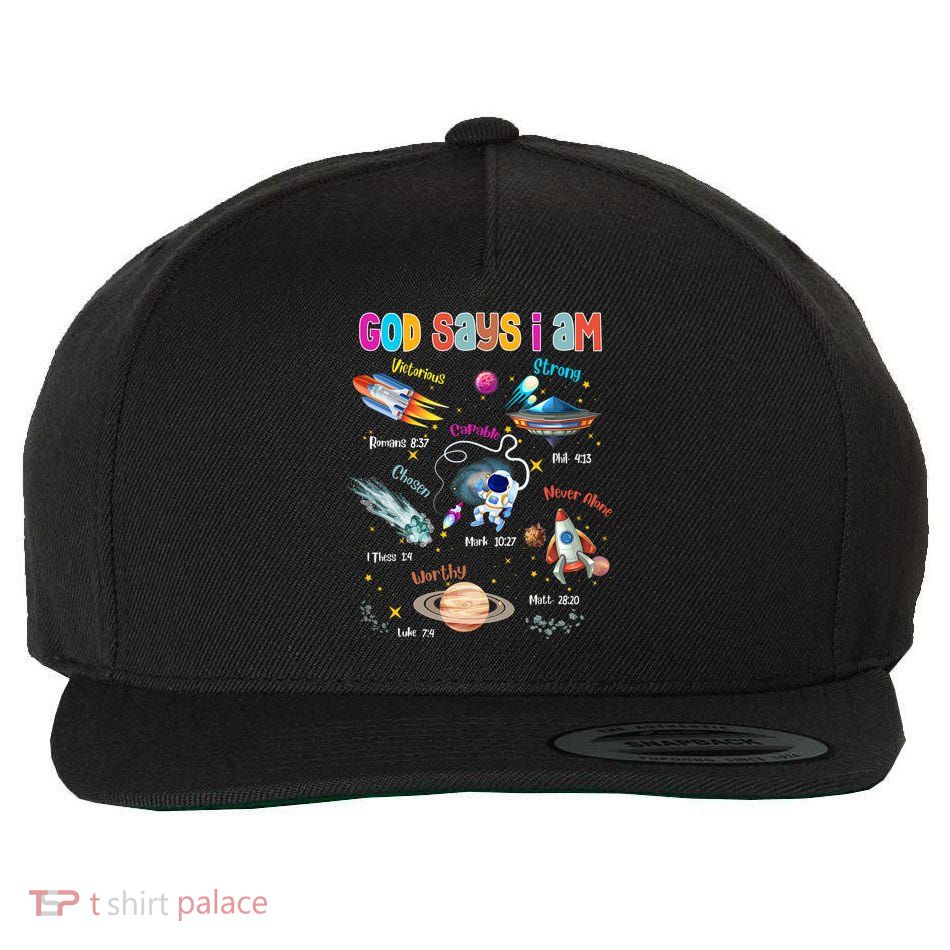 God Says I Am Cute Christian Outer Space Wool Snapback Cap