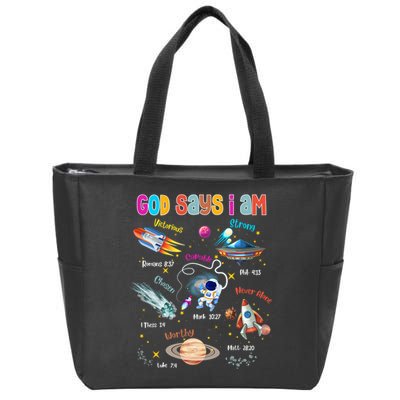God Says I Am Cute Christian Outer Space Zip Tote Bag
