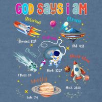 God Says I Am Cute Christian Outer Space Garment-Dyed Sweatshirt
