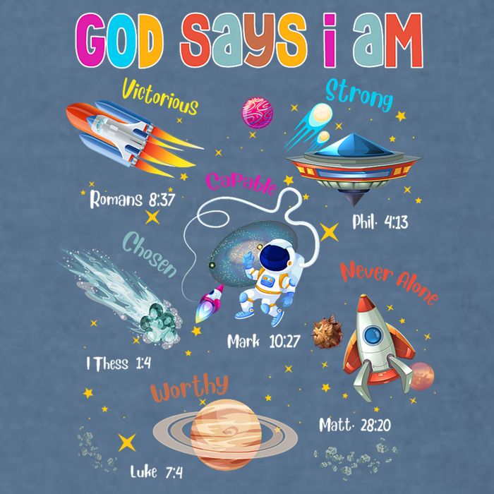 God Says I Am Cute Christian Outer Space Garment-Dyed Sweatshirt
