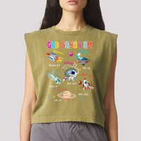 God Says I Am Cute Christian Outer Space Garment-Dyed Women's Muscle Tee