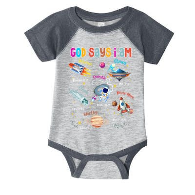 God Says I Am Cute Christian Outer Space Infant Baby Jersey Bodysuit