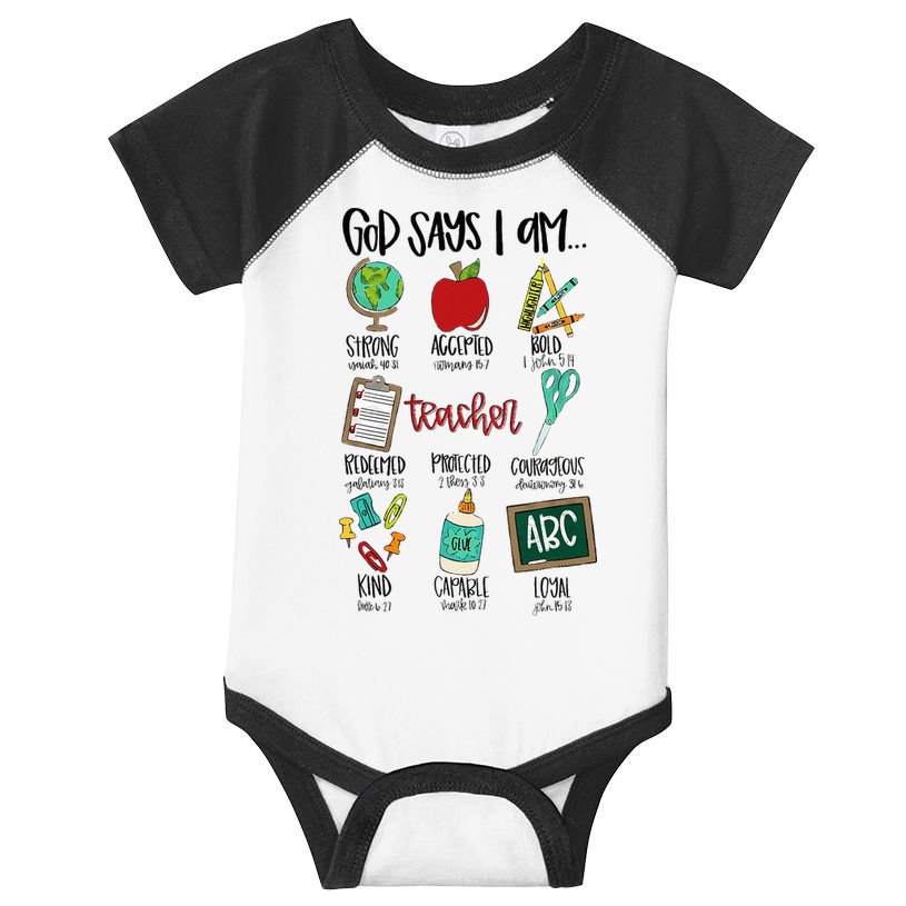 God Says I Am Teacher Infant Baby Jersey Bodysuit