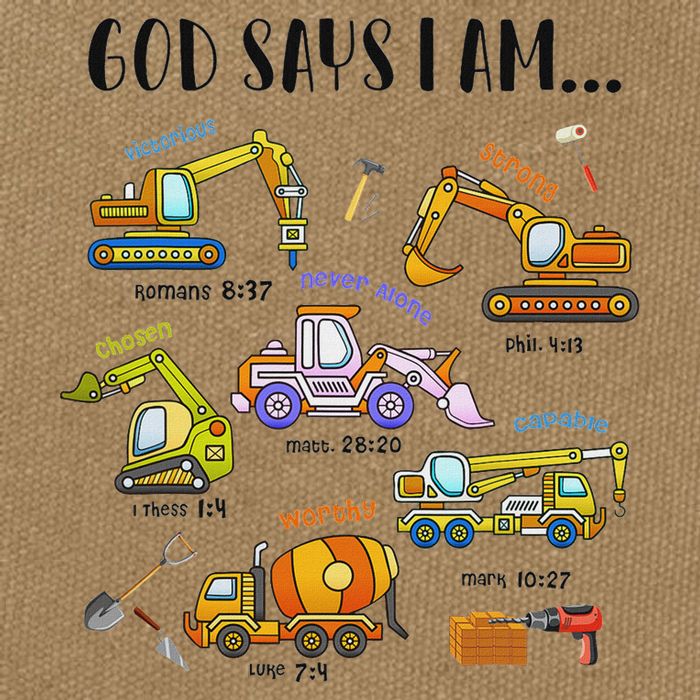 God Says I Am Cute Construction Christian Cotton Canvas Backpack