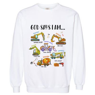 God Says I Am Cute Construction Christian Garment-Dyed Sweatshirt