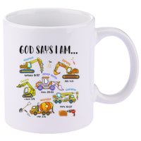 God Says I Am Cute Construction Christian 11oz C Handle Ceramic Mug