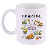 God Says I Am Cute Construction Christian 11oz C Handle Ceramic Mug