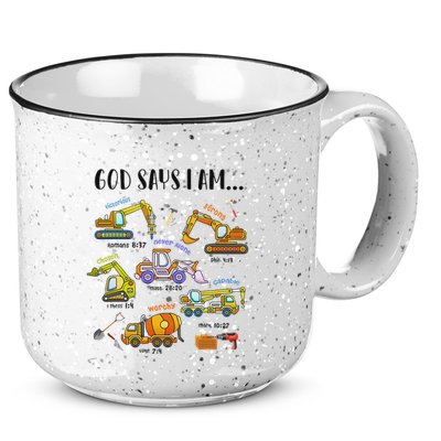God Says I Am Cute Construction Christian 15oz Campfire Ceramic Mug