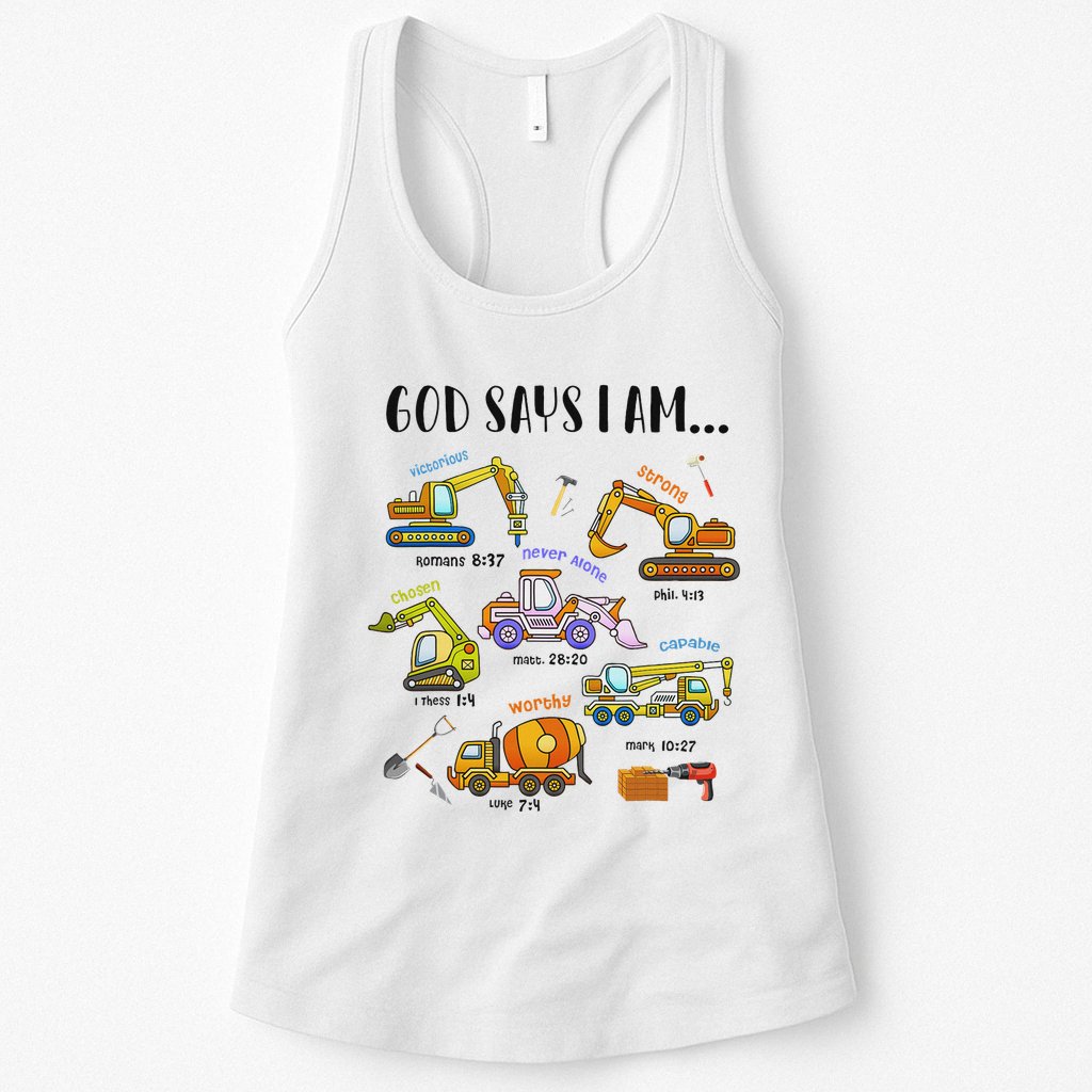 God Says I Am Cute Construction Christian Womens Tank Top
