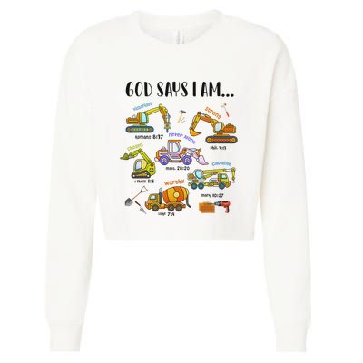 God Says I Am Cute Construction Christian Cropped Pullover Crew