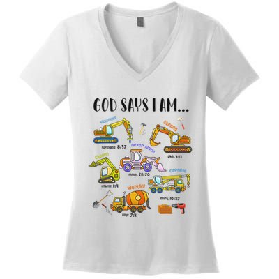 God Says I Am Cute Construction Christian Women's V-Neck T-Shirt