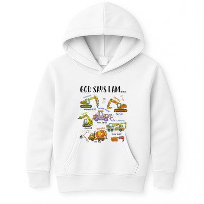 God Says I Am Cute Construction Christian Kids Hoodie