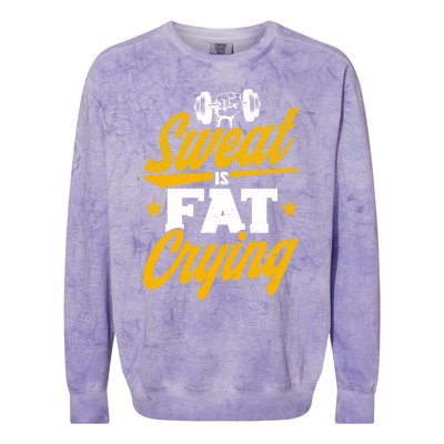 Gym Sweat Is Fat Crying Workout Vintage Weightlifting Gift Colorblast Crewneck Sweatshirt