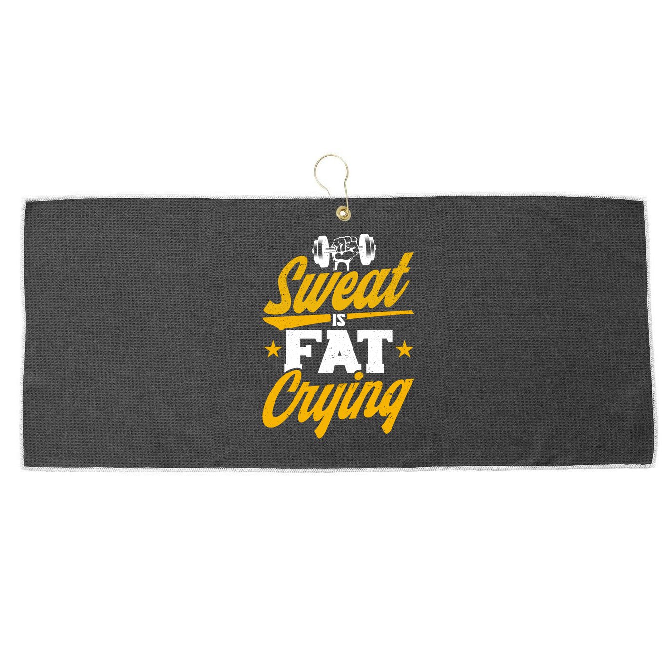 Gym Sweat Is Fat Crying Workout Vintage Weightlifting Gift Large Microfiber Waffle Golf Towel