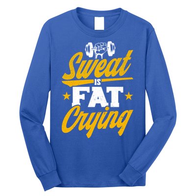 Gym Sweat Is Fat Crying Workout Vintage Weightlifting Gift Long Sleeve Shirt