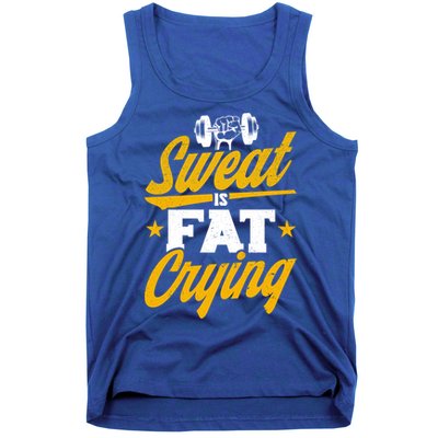 Gym Sweat Is Fat Crying Workout Vintage Weightlifting Gift Tank Top