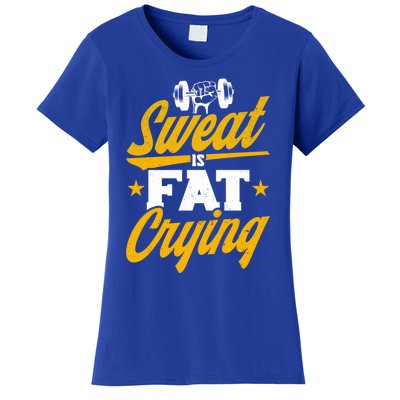 Gym Sweat Is Fat Crying Workout Vintage Weightlifting Gift Women's T-Shirt