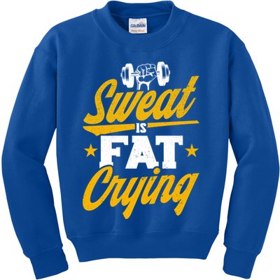 Gym Sweat Is Fat Crying Workout Vintage Weightlifting Gift Kids Sweatshirt