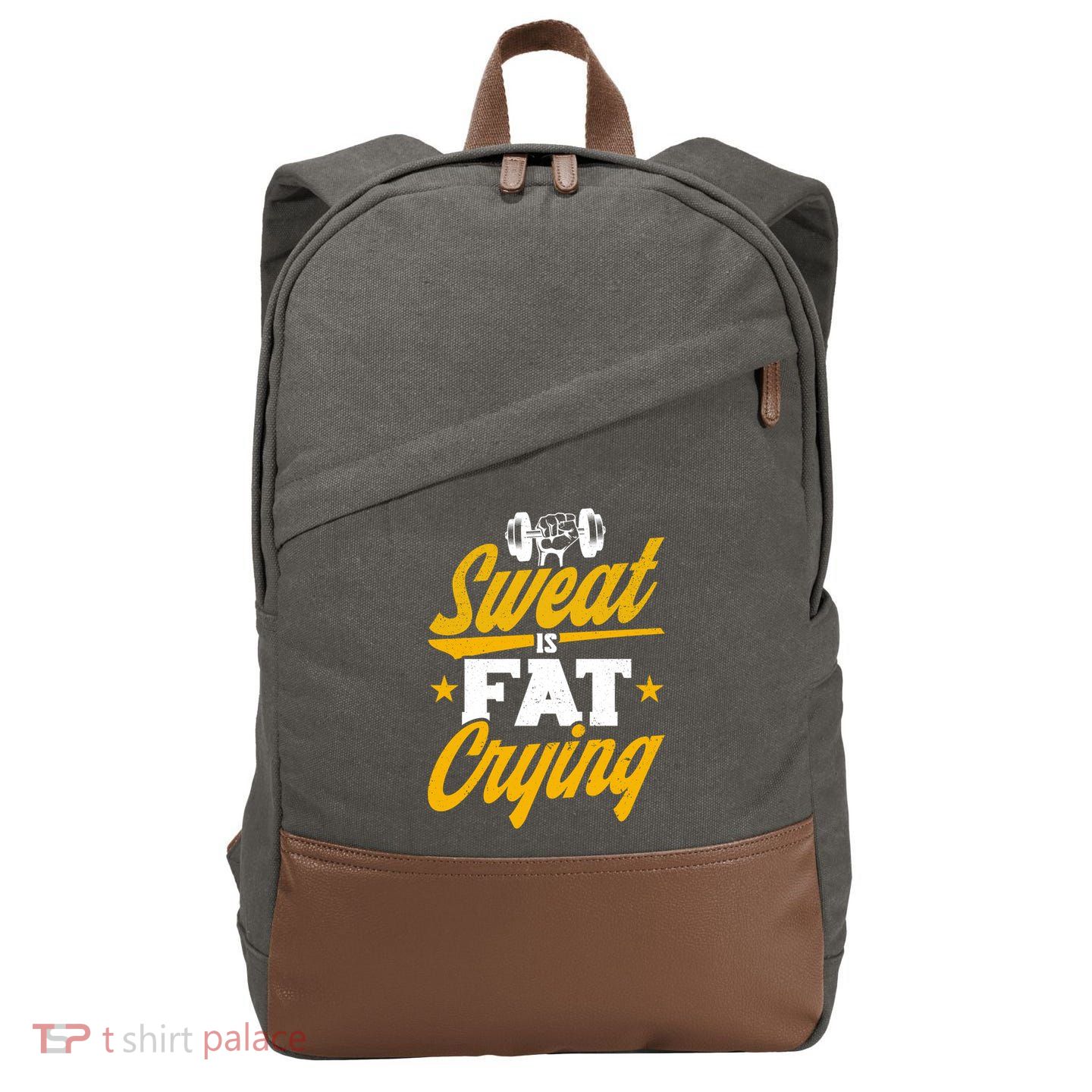 Gym Sweat Is Fat Crying Workout Vintage Weightlifting Gift Cotton Canvas Backpack
