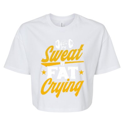 Gym Sweat Is Fat Crying Workout Vintage Weightlifting Gift Bella+Canvas Jersey Crop Tee