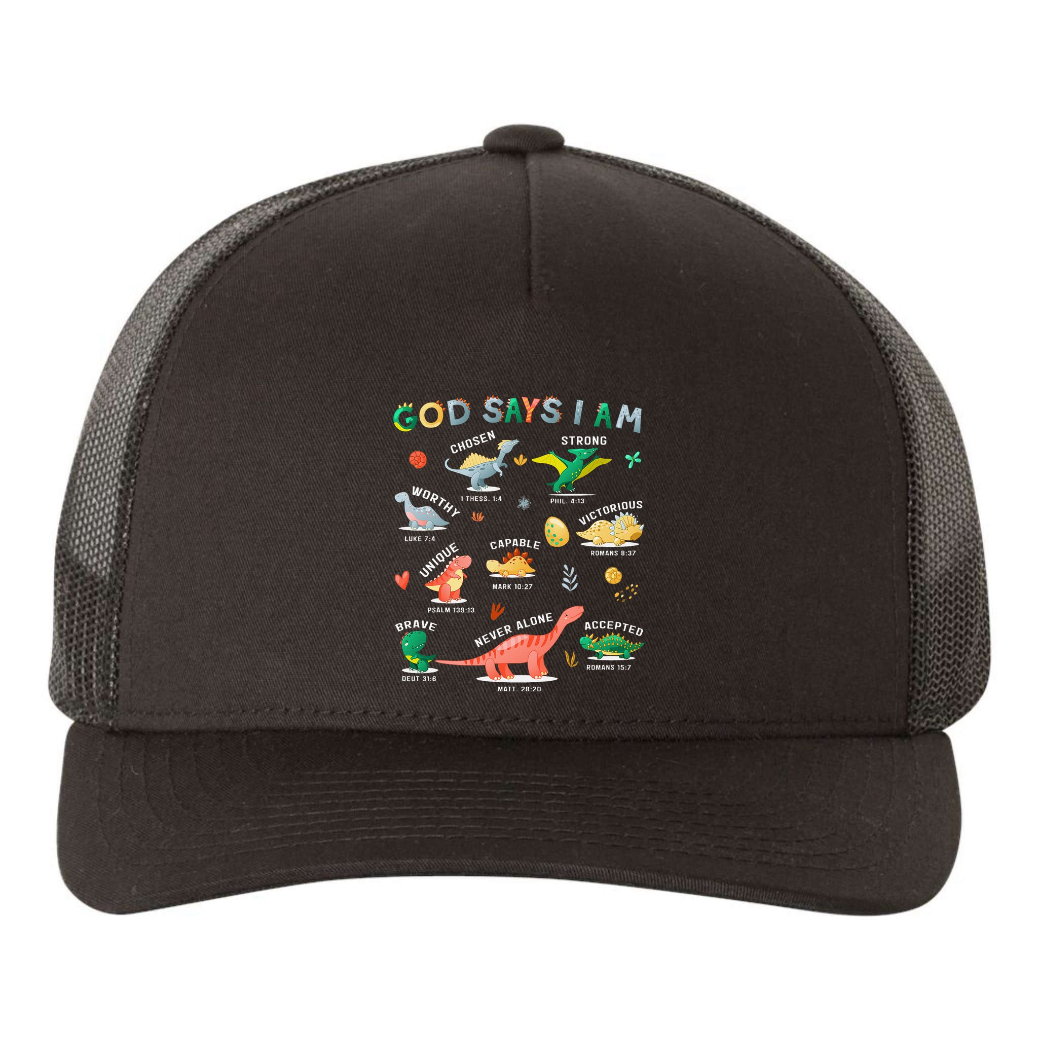 God Says I Am Dinosaur Yupoong Adult 5-Panel Trucker Hat