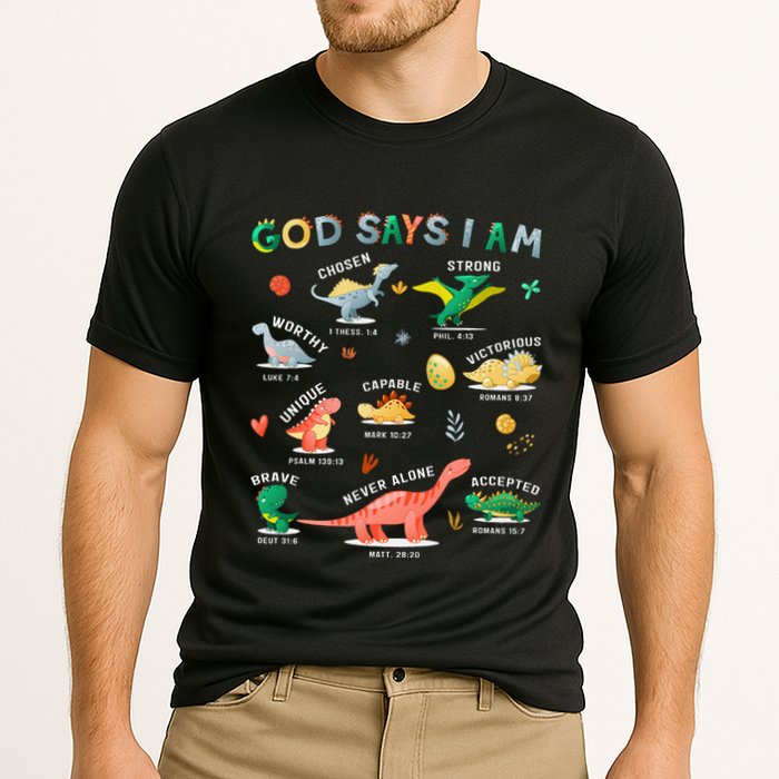 God Says I Am Dinosaur Cooling Performance Crew T-Shirt