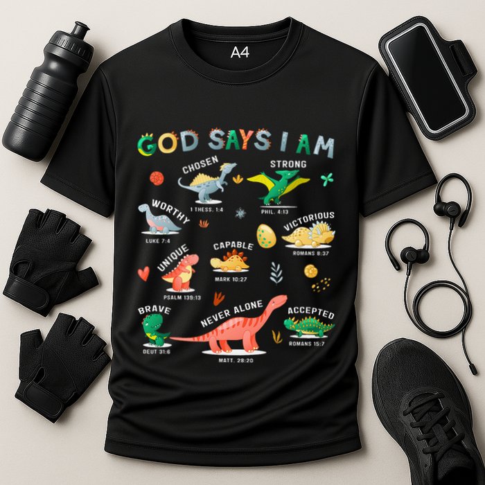 God Says I Am Dinosaur Cooling Performance Crew T-Shirt