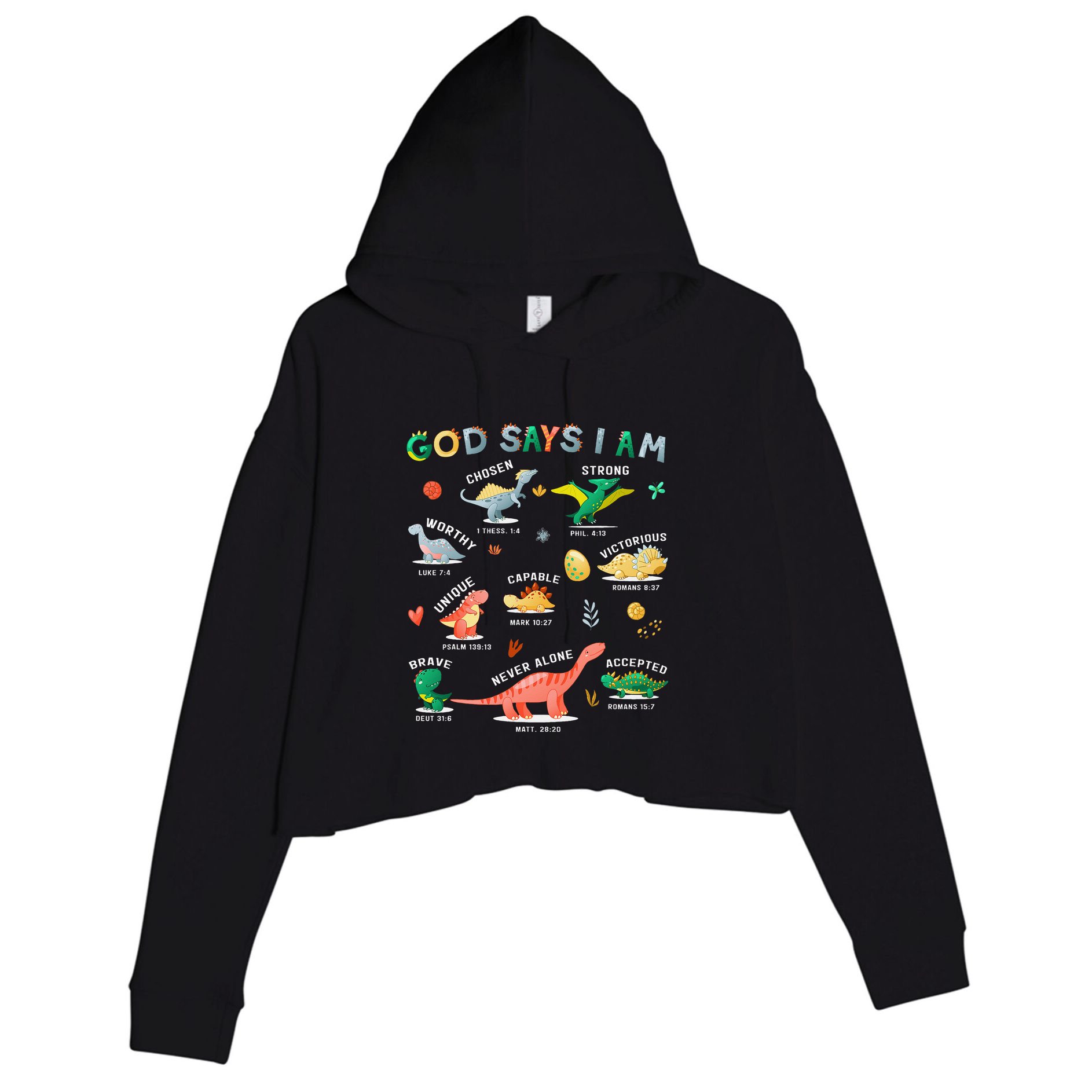 God Says I Am Dinosaur Crop Fleece Hoodie