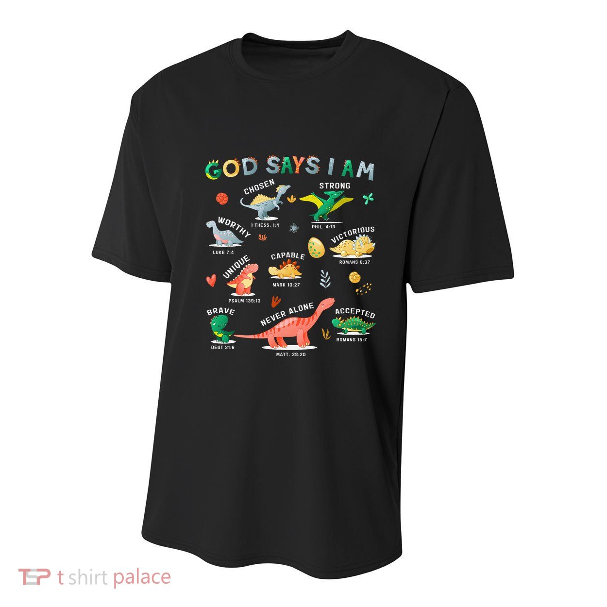 God Says I Am Dinosaur Youth Performance Sprint T-Shirt
