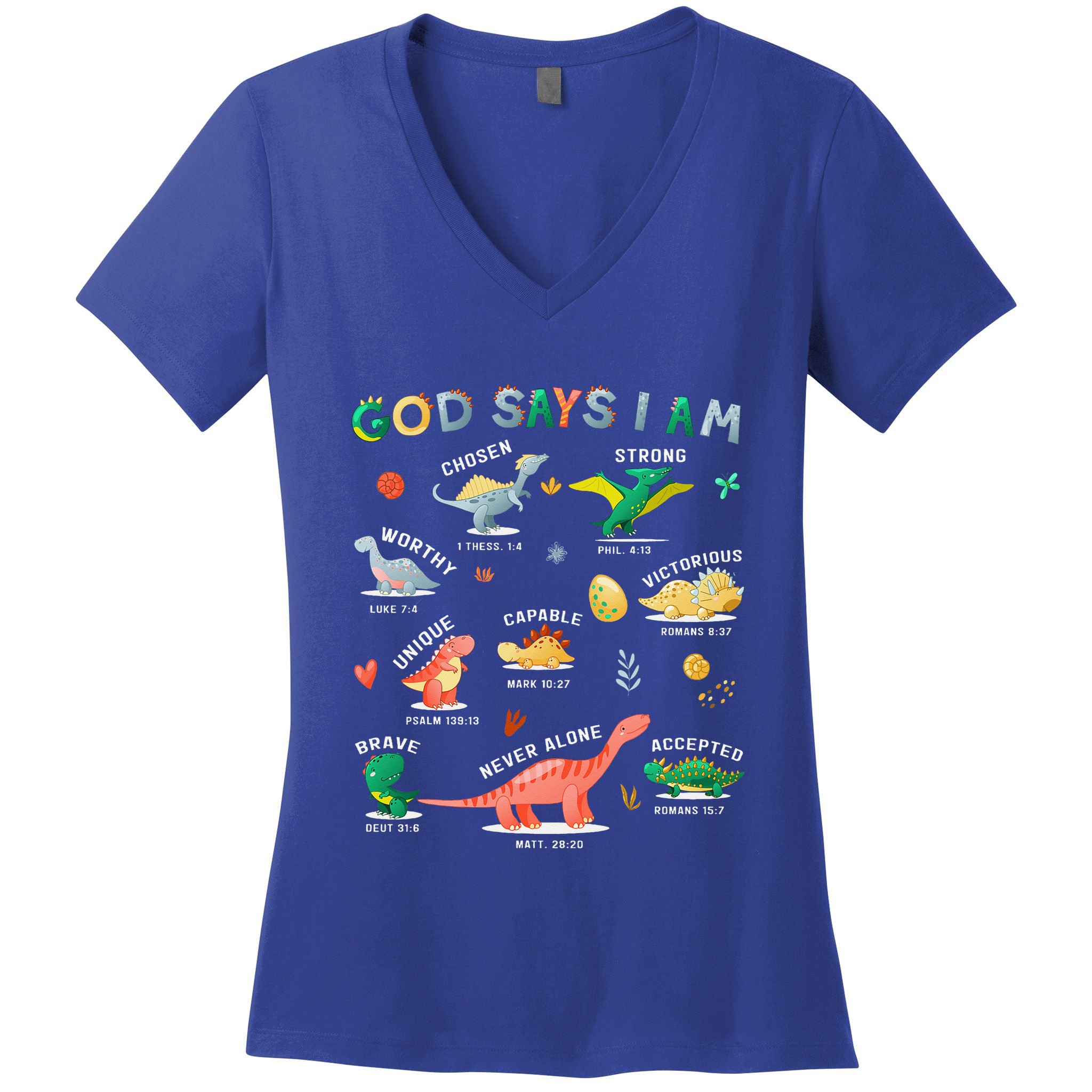 God Says I Am Dinosaur Women's V-Neck T-Shirt