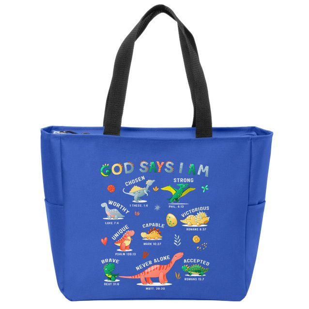 God Says I Am Dinosaur Zip Tote Bag