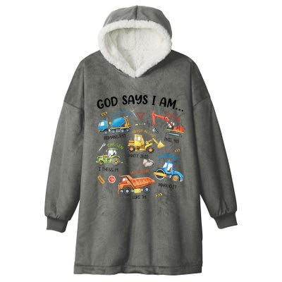 God Says I Am Construction Bible Verse Truck Hooded Wearable Blanket
