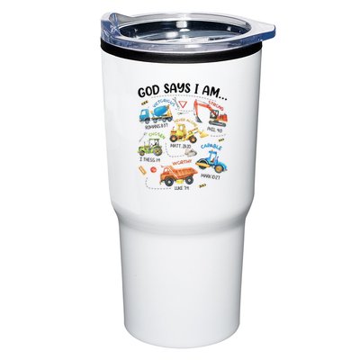 God Says I Am Construction Bible Verse Truck Tumbler