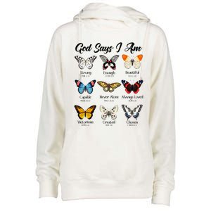 God Says I Am Butterfly Christian Jesus Lover Religious Womens Funnel Neck Pullover Hood