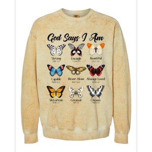 God Says I Am Butterfly Christian Jesus Lover Religious Colorblast Crewneck Sweatshirt