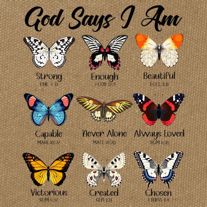 God Says I Am Butterfly Christian Jesus Lover Religious Cotton Canvas Backpack