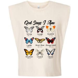 God Says I Am Butterfly Christian Jesus Lover Religious Garment-Dyed Women's Muscle Tee