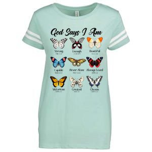 God Says I Am Butterfly Christian Jesus Lover Religious Enza Ladies Jersey Football T-Shirt