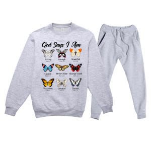 God Says I Am Butterfly Christian Jesus Lover Religious Premium Crewneck Sweatsuit Set