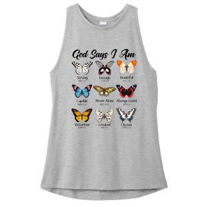 God Says I Am Butterfly Christian Jesus Lover Religious Ladies PosiCharge Tri-Blend Wicking Tank