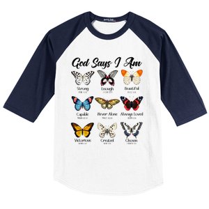 God Says I Am Butterfly Christian Jesus Lover Religious Baseball Sleeve Shirt