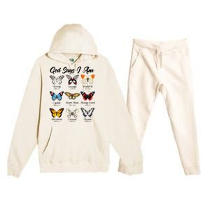 God Says I Am Butterfly Christian Jesus Lover Religious Premium Hooded Sweatsuit Set