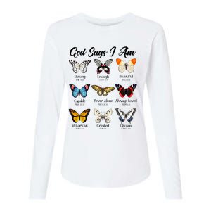 God Says I Am Butterfly Christian Jesus Lover Religious Womens Cotton Relaxed Long Sleeve T-Shirt