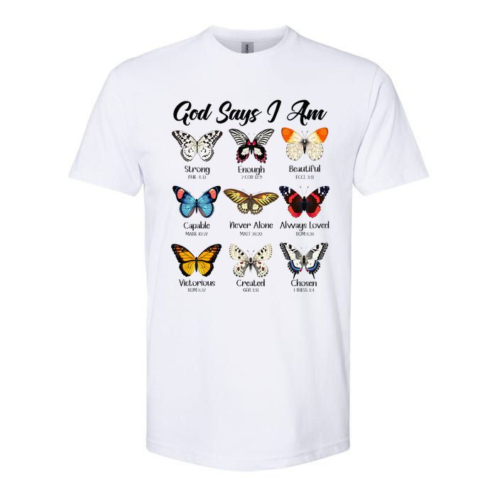 God Says I Am Butterfly Christian Jesus Lover Religious Softstyle CVC T-Shirt