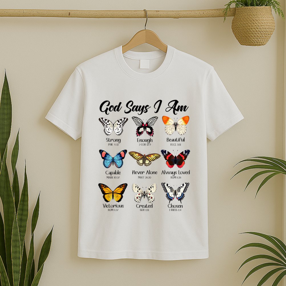 God Says I Am Butterfly Christian Jesus Lover Religious T-Shirt