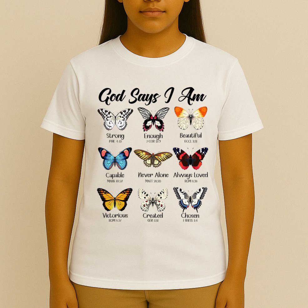 God Says I Am Butterfly Christian Jesus Lover Religious T-Shirt