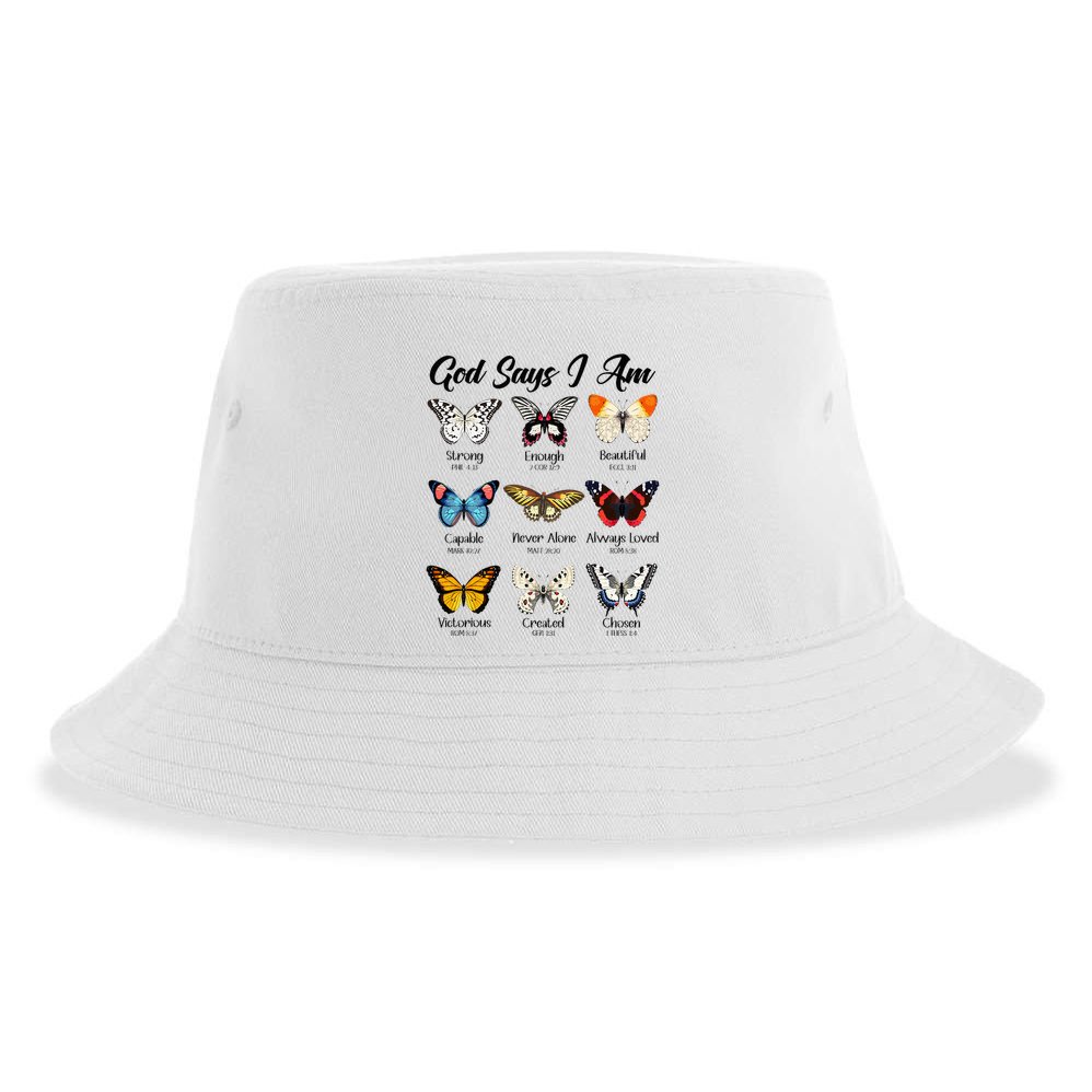 God Says I Am Butterfly Christian Jesus Lover Religious Sustainable Bucket Hat