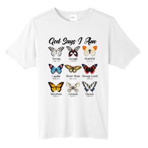 God Says I Am Butterfly Christian Jesus Lover Religious Tall Fusion ChromaSoft Performance T-Shirt