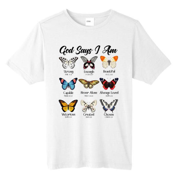 God Says I Am Butterfly Christian Jesus Lover Religious Tall Fusion ChromaSoft Performance T-Shirt